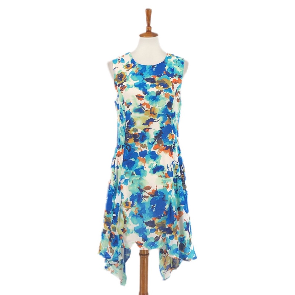 Esley Sleeveless Floral Watercolor Print Dress - Picture 1 of 5
